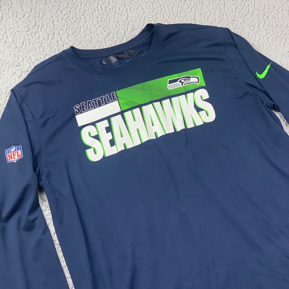 Nike NFL Seattle Seahawks Shirt Mens L Navy Blue Dri-FIT Long Sleeve CK1293 419
